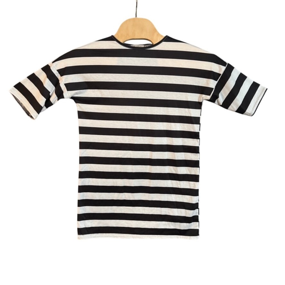Strict Collective Black White Striped Drop Shoulder T-Shirt Made in Size 2